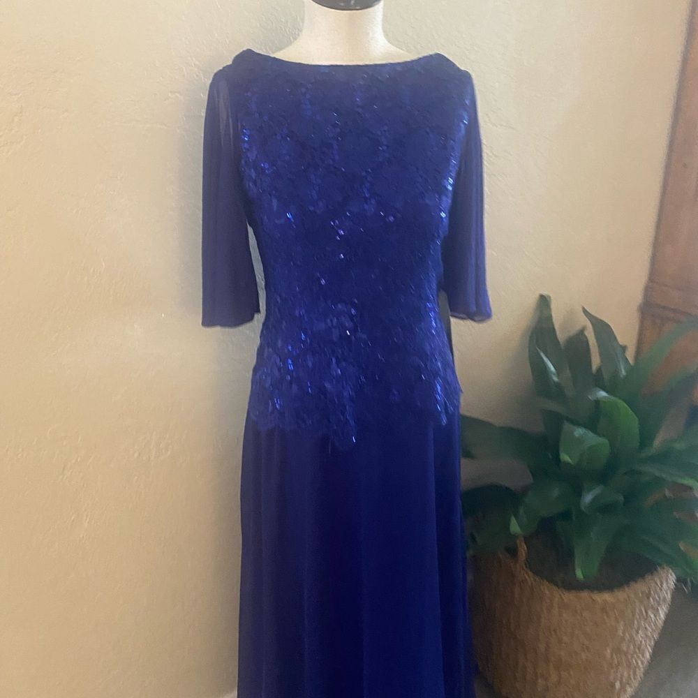 NWT Mother Of The Bride Dress Royal Blue Sz 4 - Picture 2 of 10